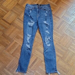 Hollister Skinny Distressed Denim Blue Jeans SIZE 27
